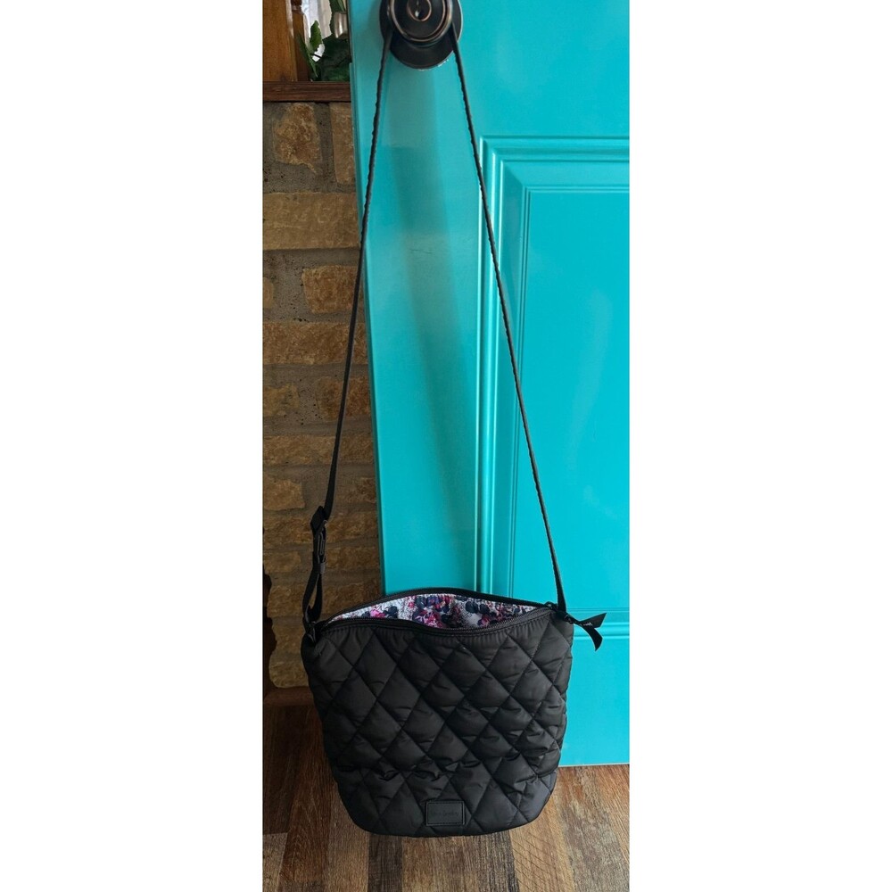 Vera Bradley Ultralight Hipster Black Crossbody Bag Bright Liner Outer Phone Poc